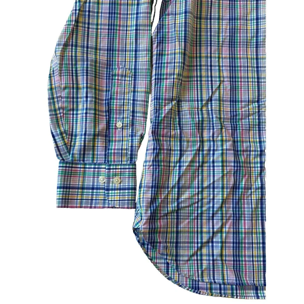 Polo Ralph Lauren Multicolor Plaid Button Down Shirt Mens 17 34/35 Long Sleeve